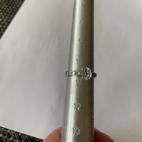 Faceted Aquamarine Gemstone Crystal Wrapped Ring Sterling 925 Silver 10.5 - Picture 2 of 13